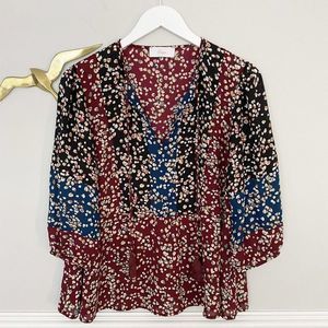 Braeve Tasseled Peasant Blouse Top Polyester Multicolored Size S